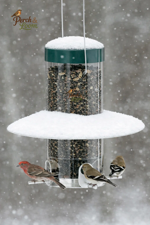 Clear Tube Hanging Bird Feeder with Tray Base