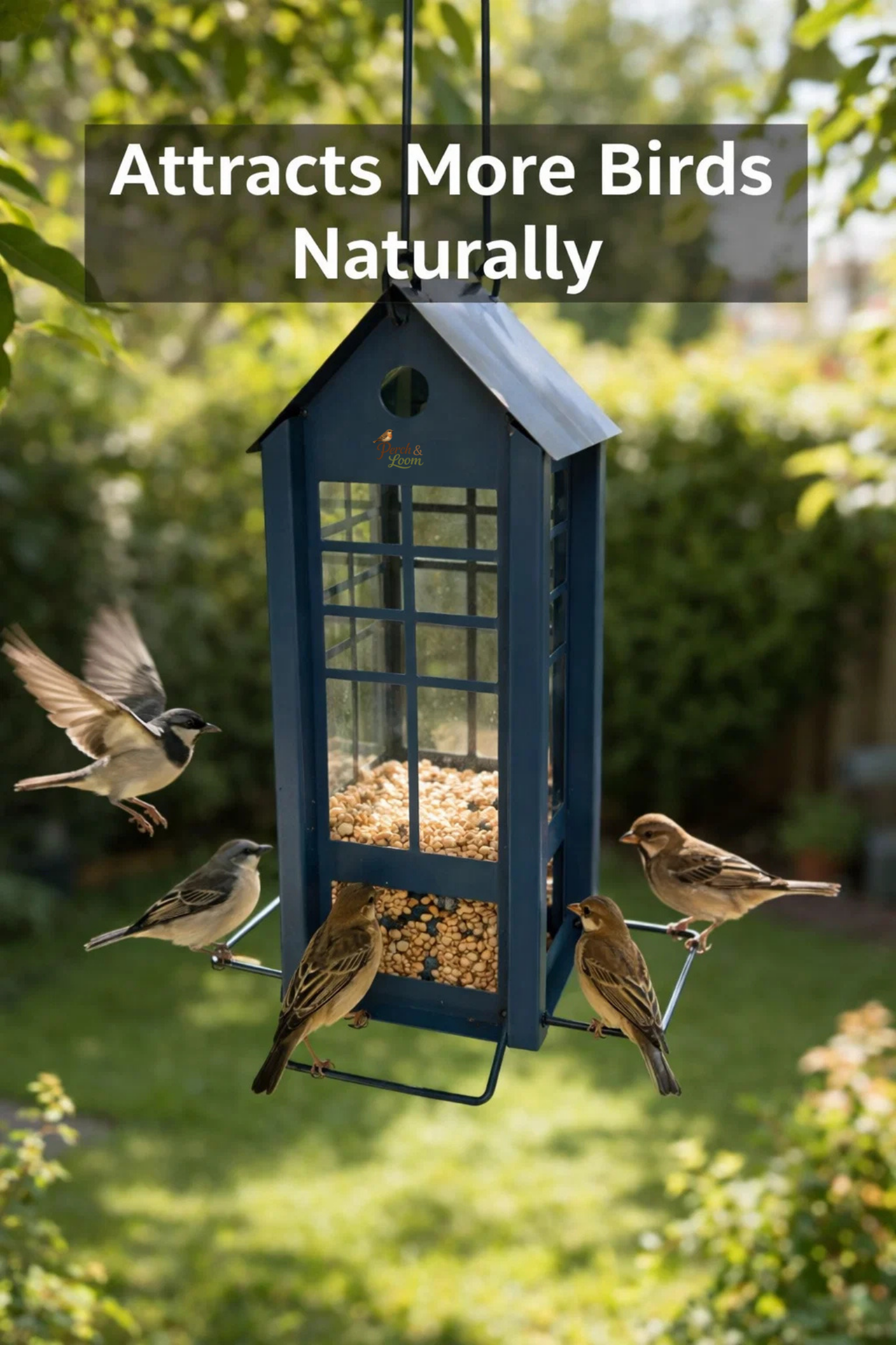 Lantern-Style Hanging Bird Feeder with Perch Tray