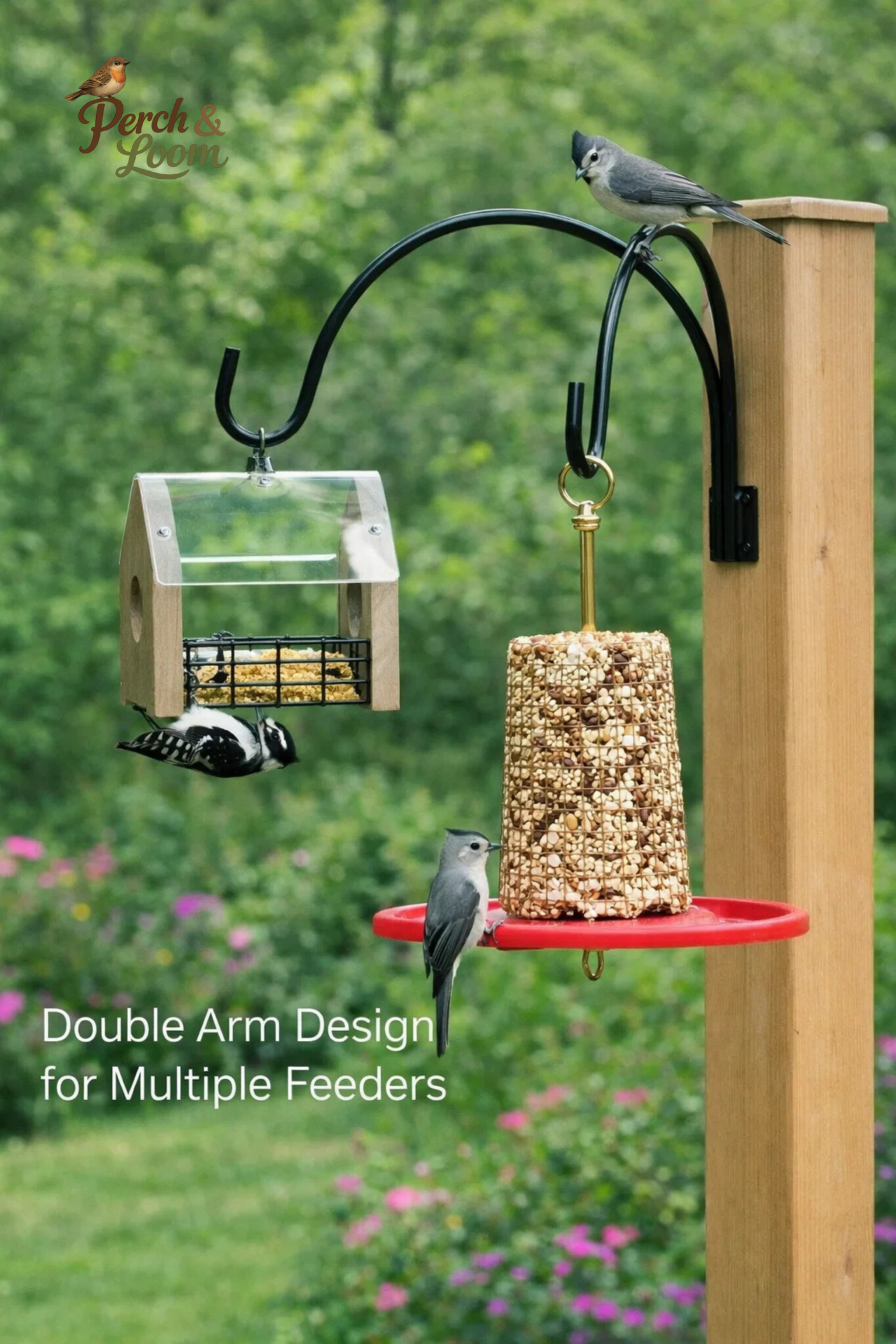 12-Inch Double Arm Wall Mount Bird Feeder Hanger