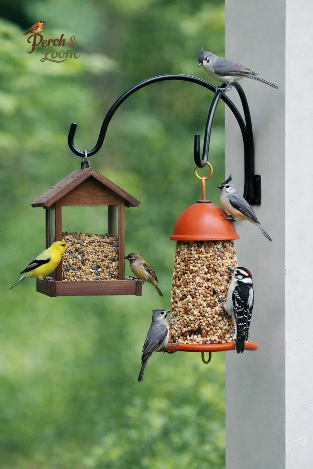 12-Inch Double Arm Wall Mount Bird Feeder Hanger