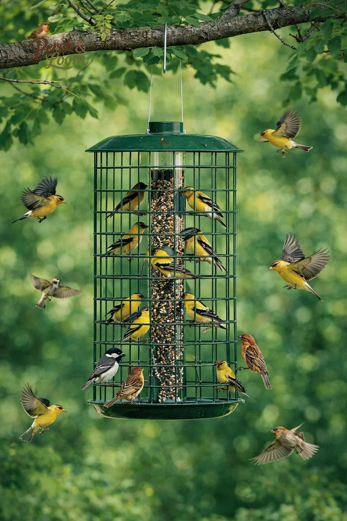 Hanging Metal Mesh Bird Feeder for Outdoors