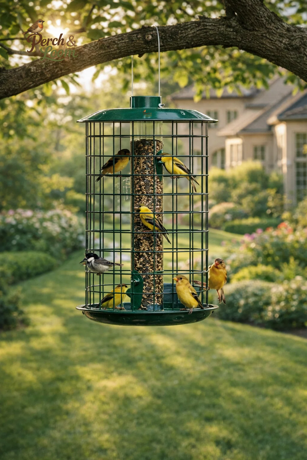 Hanging Metal Mesh Bird Feeder for Outdoors